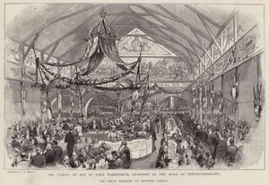 Großes Bankett auf Alnwick Castle zur Feier der Volljährigkeit von Lord Warkworth, Enkel des Herzogs von Northumberland von English School