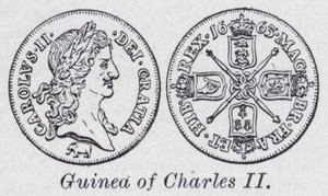 Guinea af Charles II (litho) af English School