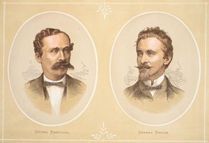 Gustav Nachtigal og Gerard Rohlfs, illustration fra The Pictorial Edition of the Life and Discoveries of David Livingstone af J. Ewing Richie, pub. af A. Fullarton & Co., 1876 af English School