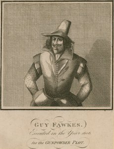 Guy Fawkes, henrettet i år 1606 for Krudtplottet af English School