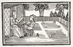 Guy retter op til Fair Phyllis, illustration fra Chapter-books of the Eighteenth Century af John Ashton, pub. 1882 af English School