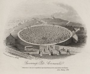 Gwennap Pit, Cornwall, hvor John Wesley prædikede ved adskillige lejligheder mellem 1762 og 1789 (gravering) af English School