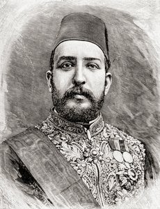 HH Muhammad Tewfik Pasha, Tawfik af Egypten, 1890 (trægravering)