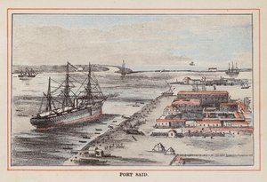 HM Indian Troop-Ship: Port Said (farvelagt gravering) af English School
