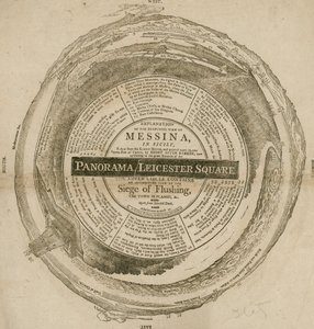 H En Barkers udsigt over Messina på Sicilien, Panorama, Leicester Square, London af English School