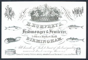 H Humphrys, Fischhändler und Obstverkäufer, Visitenkarte von English School