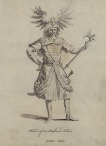 En arabisk soldats vaner (kobberstik) af English School