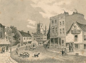 Hackney, ser mod kirken, i 1840 (wc på papir)