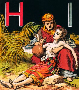Hagar og Ismael (farvelitografi) af English School