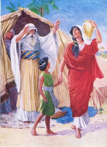 Hagar og Ishmael, fra Bibelens billedbog udgivet af Thomas Nelson, ca. 1950 af English School