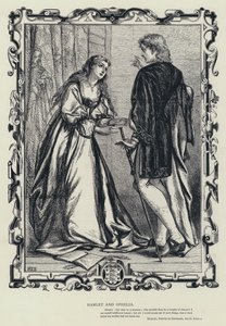 Hamlet og Ophelia, Hamlet, Prins af Danmark, Akt 3, Scene 1 (gravering) af English School
