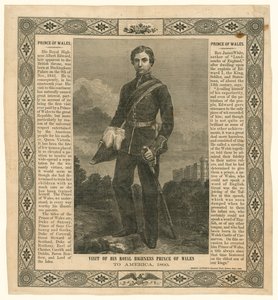 Taschentuch zur Erinnerung an die Reise des Prinzen von Wales nach Amerika, 1860 von English School