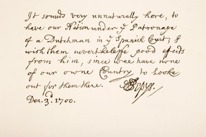 Håndskrift og underskrift af Samuel Pepys, 1700 af English School