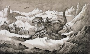 Hannibal (247-c.183 f.Kr.) og hans krigselefanter krydser Alperne af English School