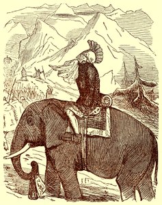 Hannibal Crossing the Alps, illustration fra The Comic History of Rome af Gilbert Abbott a Beckett, udgivet ca. 1850 (digitalt forbedret billede) af English School