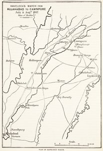 Havelocks March fra Allahabad til Cawnpore, juli og august 1857, fra Cassells Illustrated History of England af English School