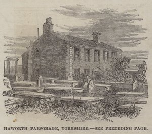 Haworth præstegård, Yorkshire (gravering) af English School