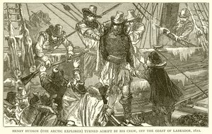 Henry Hudson (den arktiske opdagelsesrejsende) forvandlet af sit mandskab ud for Labradors kyst, 1611 af English School