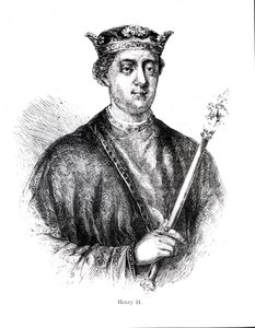 Henrik II (1133-89) (gravering) (bundw foto) af English School