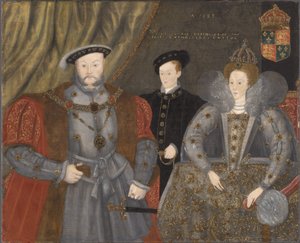 Henry VIII, Elizabeth I og Edward VI, 1597 af English School