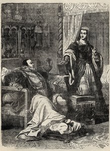 Henry VIII og dronningen Catherine Parr (1512-1548) - gravering fra "" History of England" af Cassell Petter & Galpin af English School