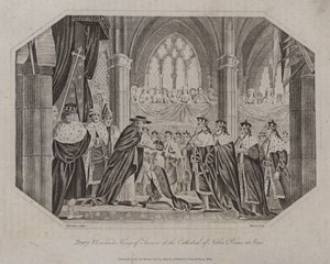Henrik VI kronede til konge af Frankrig i katedralen Notre Dame i Paris, 1431 af English School