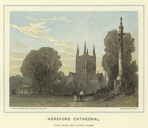Hereford Cathedral, udsigt fra Castle Green af English School