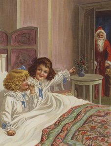 "Her er julemanden!" (farve litho) af English School