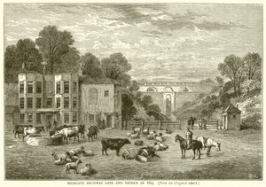 Highgate Archway Gate og Tavern i 1825 af English School