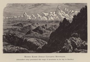 Hindoo Koosh, Indiske Kaukasus, Bjerge (gravering) af English School