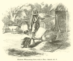 Hinduer, der vinder majs med en vifte, Esajas, xli, 6 af English School