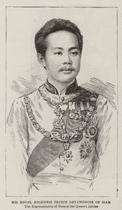 Hans Kongelige Højhed Prins Devawongse af Siam (gravering) af English School