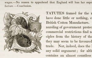 Historiated Initial S, fra en bog om British Cotton Manufacturing af English School