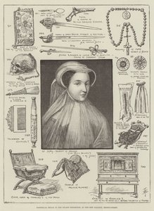 Historische Relikte in der Stuart-Ausstellung, in der New Gallery, Regent-Street von English School