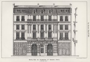 Hotel, Rue Du Faubourg St. Honore, Paris (Gravur)
