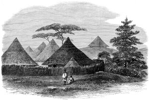 Hus i Magdala, fra den britiske ekspedition til Abessinien, 1868 af English School