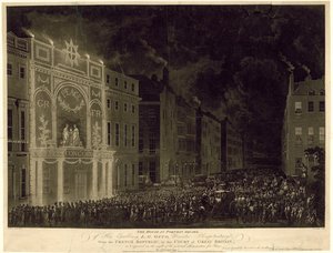 Hus på Portman Square af den franske ambassadør, oplyst for at fejre freden, 29. april 1802 af English School