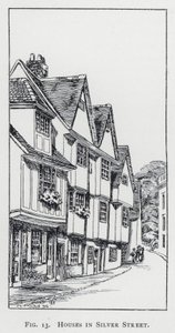 Huse i Silver Street (gravering) af English School
