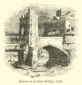 Houses on London Bridge, 1756  af English School
