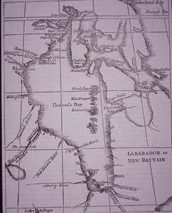 Hudson Bay Company, kort over Hudson Bay offentliggjort i 1744 af English School