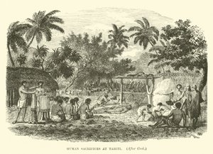 Menneskeofre på Tahiti, efter Cook af English School