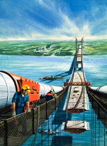 Humber Estuary Bridge under opførelse af English School