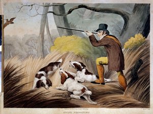 Jagt et næb i England. Akvarelstik fra det 19. århundrede. Gien, jagtmuseum. af English School