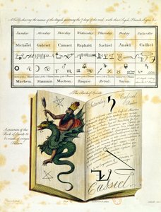 Illustreret side fra a Book of Magic The Magus af Francis Barrett, 1801 (farvegravering) af English School