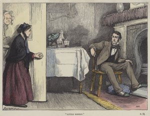 Illustration til Lille Dorrit (farvet gravering) af English School