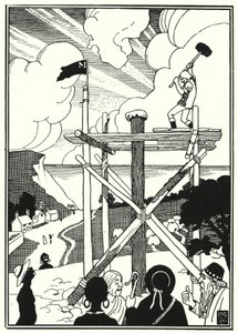 Illustration til baron Munchausens eventyr (gravering) af English School