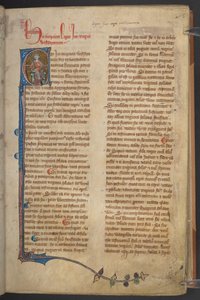 Billede af kong Ine fra Statutes of England, Bomuldsmanuskript Claudius D II, f.5r af English School