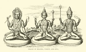 Billeder af Brahma, Vishnu og Siva af English School