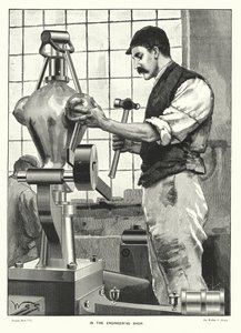 I maskinværkstedet (gravering) af English School