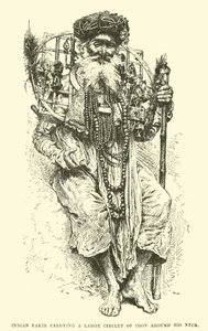 Indian Fakir carrying a large circlet of iron around his neck  af English School